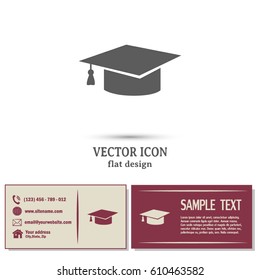 Business cards design. Graduation cap vector icon