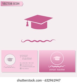 Business cards design. Graduation cap vector icon