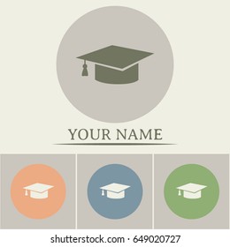 Business cards design. Graduation cap vector icon