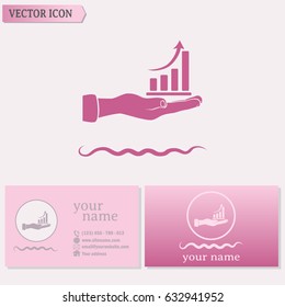 Business cards design. graph hand icon