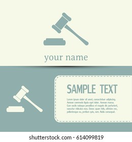 Business cards design. Hammer judge icon vector illustration