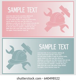 Business cards design. hammer and worker hat flat icon