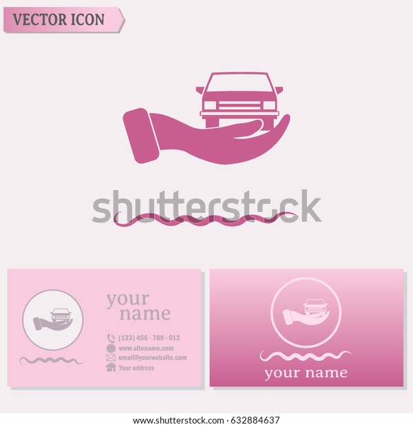 Business cards\
design. hand and car vector\
icon