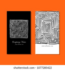 Business cards design, labyrinth square