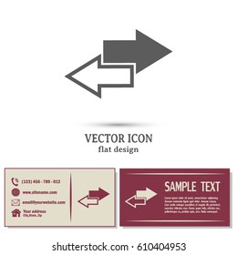 Business cards design. The left and right arrows icon. Arrows symbol. Vector illustrati