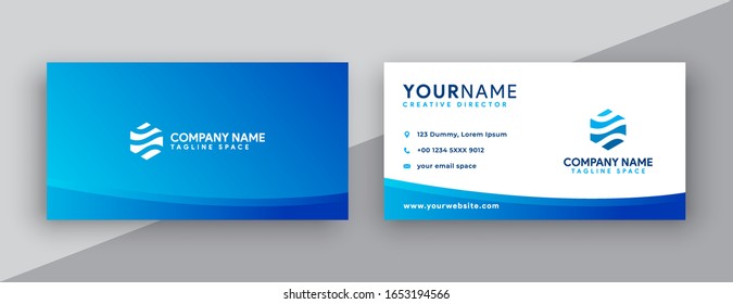 Business Cards Design. Modern Blue Business Cards Gradient Color . Ocean Blue Gradation Business Card Template. Editable Business Card Designs 