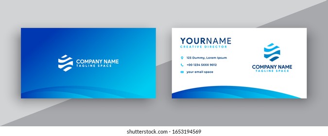 business cards design. modern blue business cards gradient color . ocean blue gradation business card template. editable business card designs 