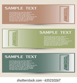 Business cards design. open door vector icon