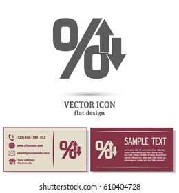 Business cards design. percentages up and down Flat design style