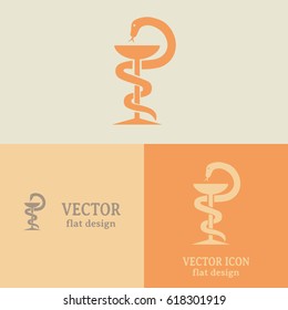 Business cards design.  Pharmacy Icon with Caduceus Symbol