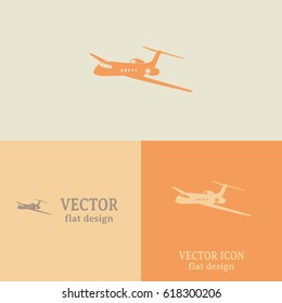 Business cards design. plane icon in flat design style