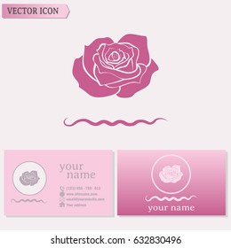 Business cards design. rose vector icon