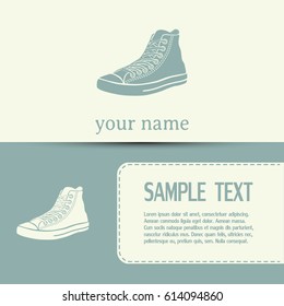 Business cards design. Running shoe icon