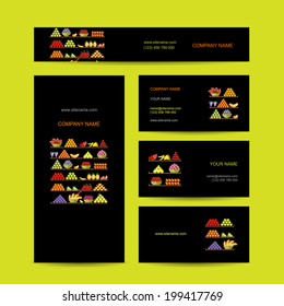 Business cards design, shelves with fruits