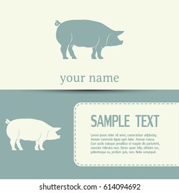 Business cards design. Silhouette of pig Vector illustration