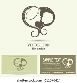  Business cards design Silhouettes of mother and the child.