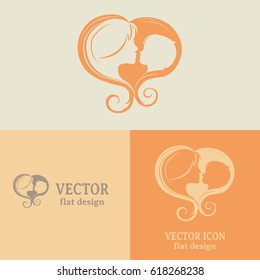  Business cards design Silhouettes of mother and the child.