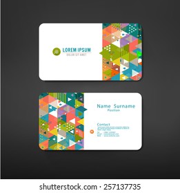 Diseño de Plantilla de diseño de tarjetas de visita con geométrica colorida, Ilustración vectorial
