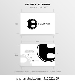 Business Cards Design Template. Name Cards Symbol. Size 55 mm x 90 mm (2.165 in x 3.54 in).Vector illustration