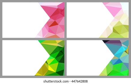 Business cards design template. Polygonal background.