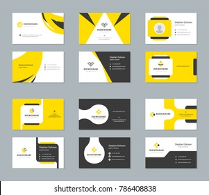 Business cards design templates set abstract modern corporate branding style vector Illustration. Two sides with logo trendy colors background.