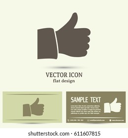 Business cards design. Thumb up. Vector sign okay 