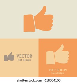 Business cards design. Thumb up. Vector sign okay 