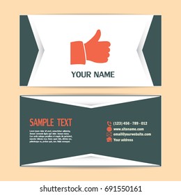 Business cards design. Thumb up. Vector sign okay 