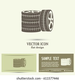  Business cards design Tire symbol. Car wheel icon. Vector icon.