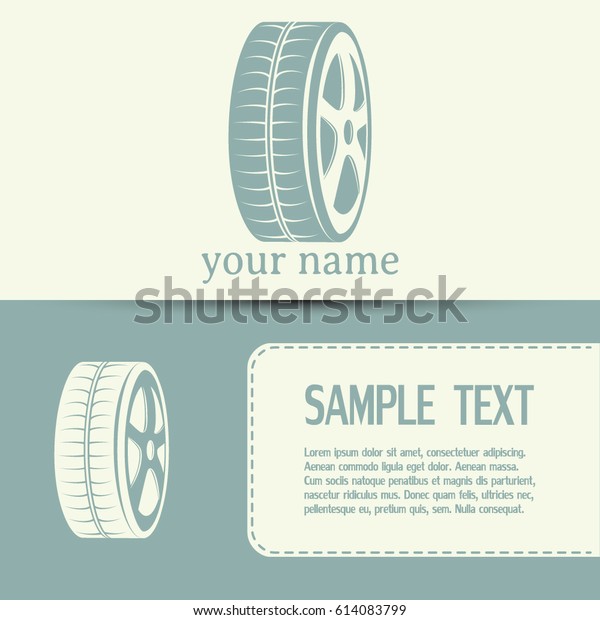  Business cards design Tire symbol. Car wheel icon.
Vector icon.