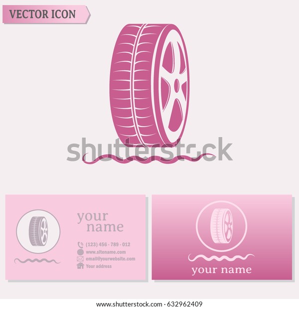  Business cards design Tire symbol. Car wheel icon.\
Vector icon.