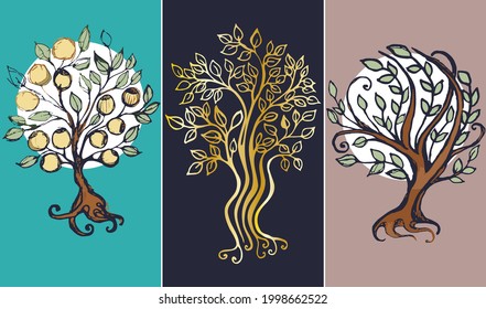 Diseño de tarjetas de visita con árbol