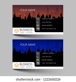 Business cards design two color on the gray background. Inspired by building structures. Contact cards for company. Vector illustration EPS10. 