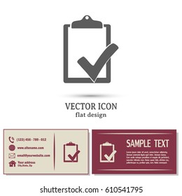 Business cards design. Vector checklist icon 