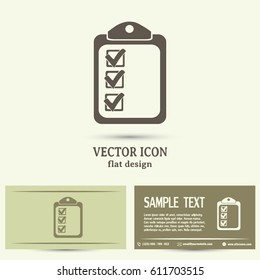 Business cards design. Vector checklist icon 