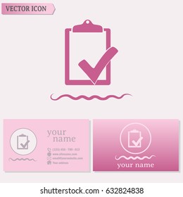 Business cards design. Vector checklist icon 