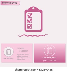Business cards design. Vector checklist icon 