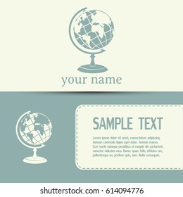 Business cards design. Vector globe icons