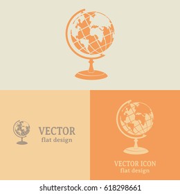 Business cards design. Vector globe icons