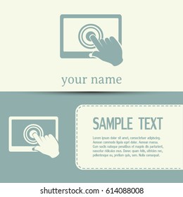 Business cards design. Vector icon tablet touch screen icon concept