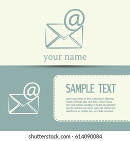 Business cards design. Vector icon Envelope with paper sheet - concept of email