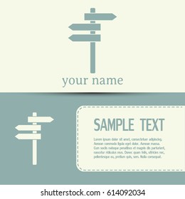 Business cards design. Vector icon Direction road signs 