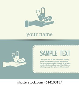 Business cards design. Vector icon Vial of medicine