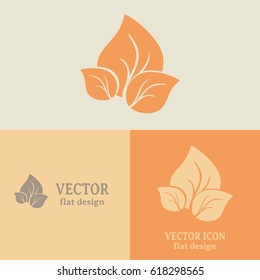 Business cards design. Vector icon leaf 