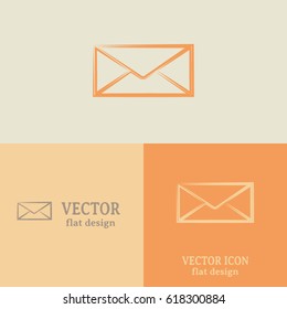 Business cards design. Vector icon Envelope with paper sheet 