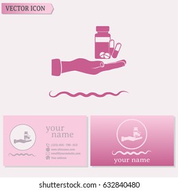 Business cards design. Vector icon Vial of medicine