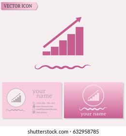 Business cards design. Vector icon growth diagram 