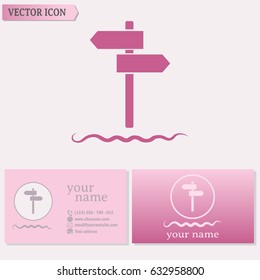 Business cards design. Vector icon Direction road signs 
