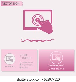 Business cards design. Vector icon tablet touch screen icon conc