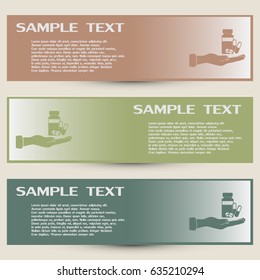 Business cards design. Vector icon Vial of medicine